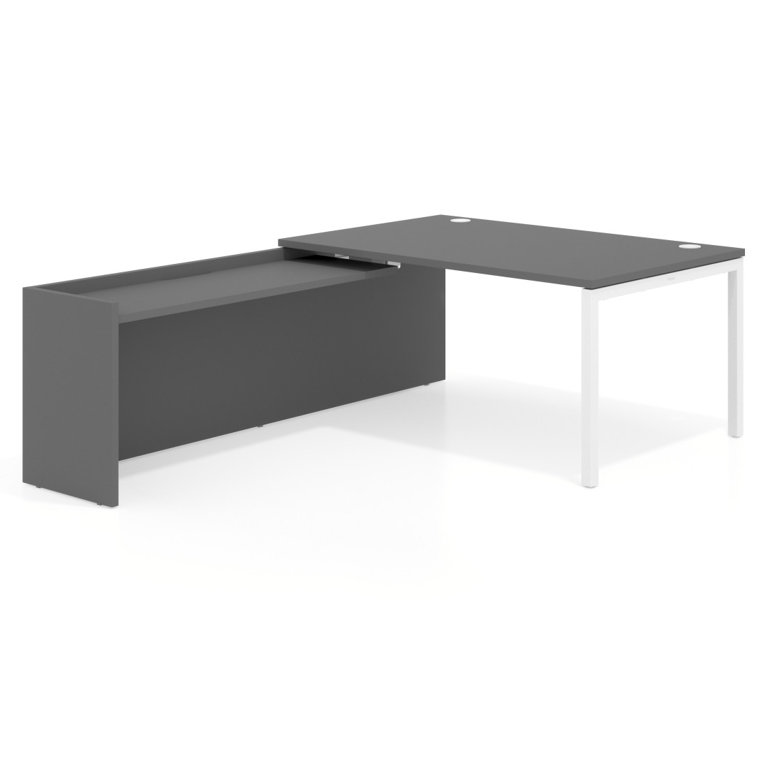 mesa en l 200x225 gris tormenta kube mesa con ala fondo 100cm recto 1