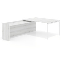 Mesa de dirección en L Kube fondo 100cm con ala WorkPlus estructura blanco - ALBO, Izquierda, 200X225