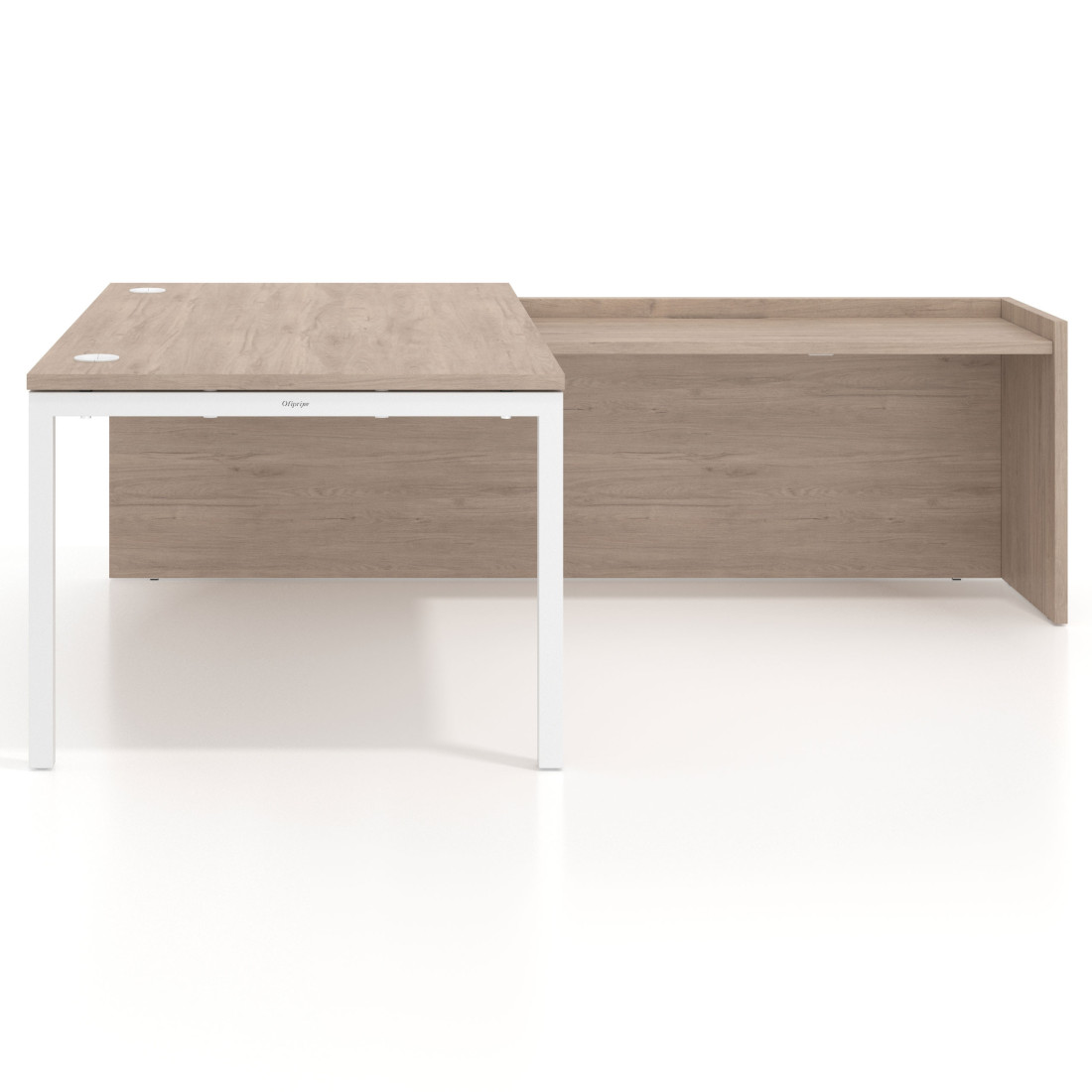 Mesa de dirección en L Kube fondo 100cm con ala WorkPlus estructura blanco