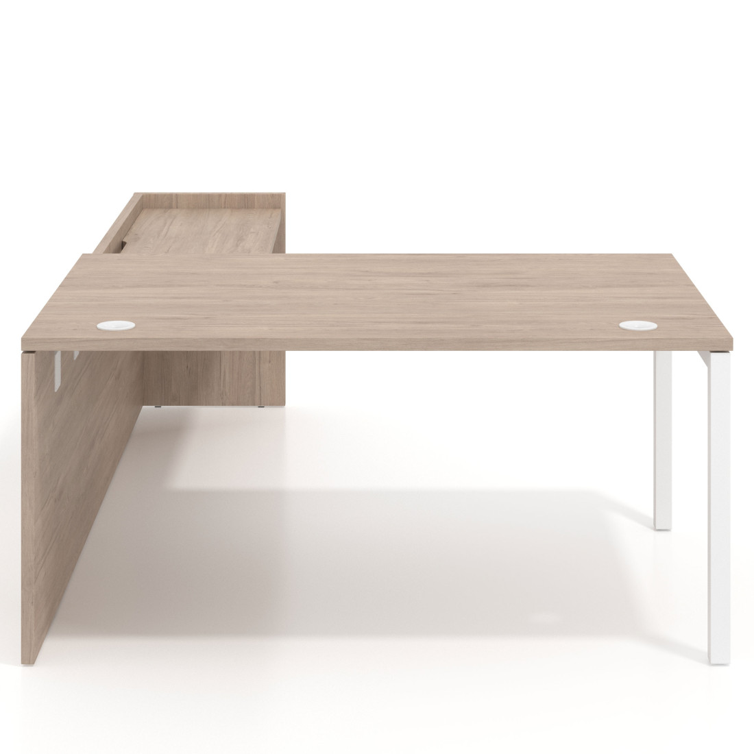 Mesa de dirección en L Kube fondo 100cm con ala WorkPlus estructura blanco