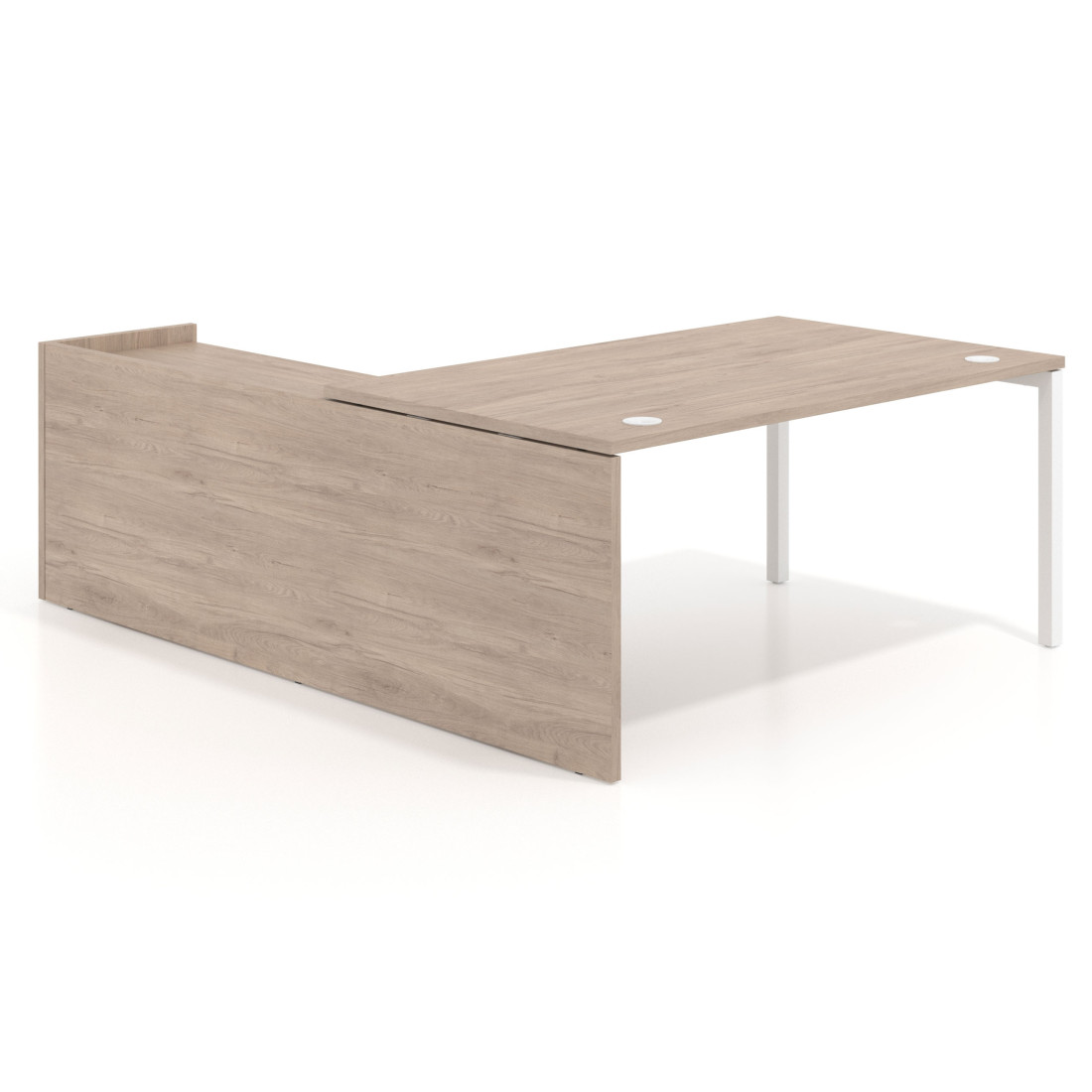 Mesa de dirección en L Kube fondo 100cm con ala WorkPlus estructura blanco