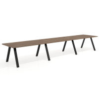 Mesa de oficina progresiva UvePro triple, fondo 100cm, estructura negra - NOCE SABI, 360x100
