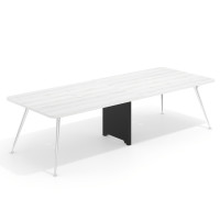 Mesa de reuniones Tekno doble, fondo 120, patas aluminio inyectado, estructura cromada - ALBO, 340x120