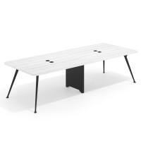 Mesa de reuniones Tekno doble, fondo 120, patas aluminio inyectado, estructura negra - ALBO, 340x120