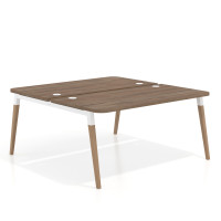 Mesa de oficina multipuesto Arki fondo 166 cm, sobre curvo - NOCE SABI, 180X166