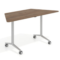 Mesa plegable pivot trapezoidal, estructura aluminio, canto 16cm - 150x65, NOCE SABI