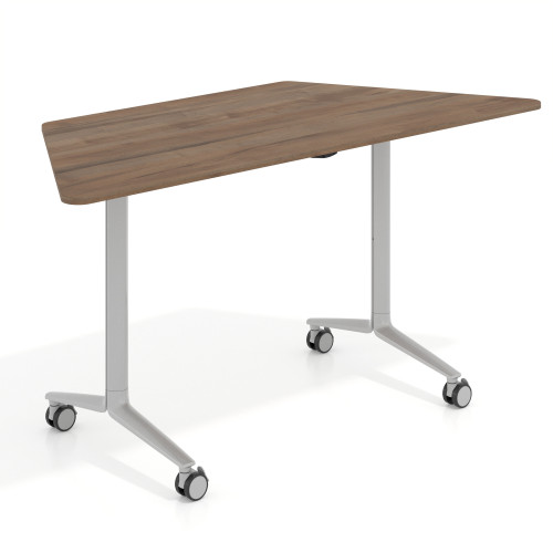 Mesa plegable pivot trapezoidal, estructura aluminio, canto 16cm - 150x65, NOCE SABI