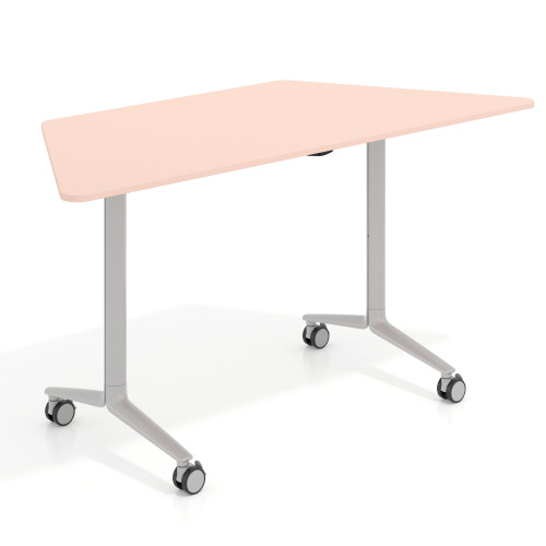 Mesa plegable pivot trapezoidal, estructura aluminio, canto 16cm - 150x65, ROSA NUBE