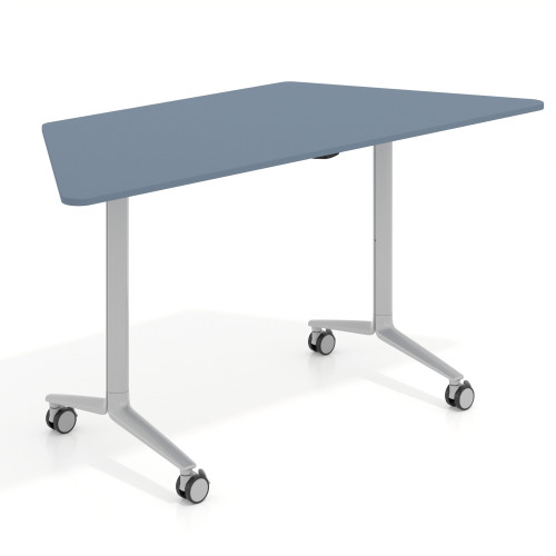 Mesa plegable pivot trapezoidal, estructura aluminio, canto 16cm - 150x65, AZUL TALCO