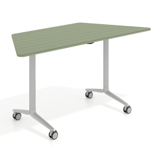Mesa plegable pivot trapezoidal, estructura aluminio, canto 16cm - 150x65, RAYADO SAUCE