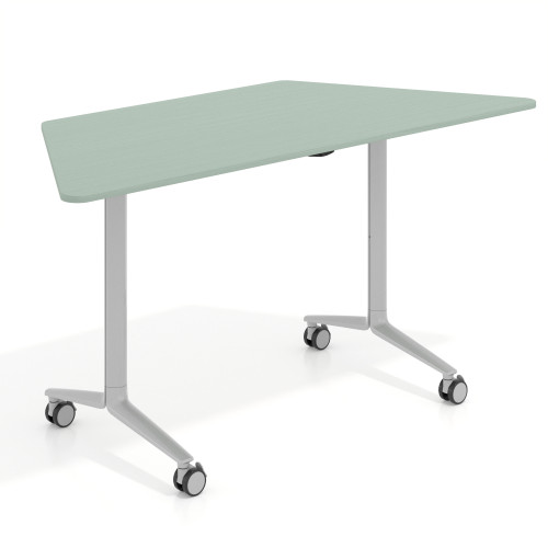 Mesa plegable pivot trapezoidal, estructura aluminio, canto 16cm - 150x65, IRIS