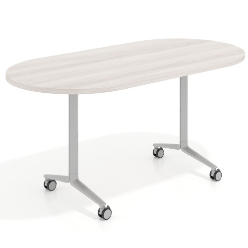 Mesa plegable pivot ovalada estructura aluminio, canto 30cm - 160X80