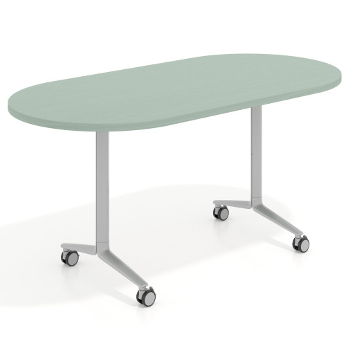Mesa plegable pivot ovalada estructura aluminio, canto 30cm - IRIS, 160X80