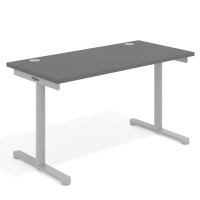 Mesa de Escritorio pata en T, fondo 68cm, estructura aluminio, sobre recto - GRIS TORMENTA, 140X68