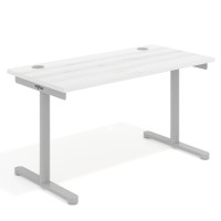 Mesa de Escritorio pata en T, fondo 68cm, estructura aluminio, sobre recto - ALBO, 140X68