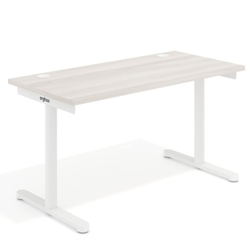 Mesa de Escritorio pata en T, fondo 68cm, estructura blanca, sobre recto - 120x68