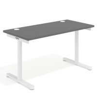 Mesa de Escritorio pata en T, fondo 68cm, estructura blanca, sobre recto - GRIS TORMENTA, 140X68