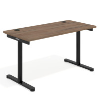 Mesa de Escritorio pata en T, fondo 68cm, estructura negra, sobre recto - NOCE SABI, 140X68