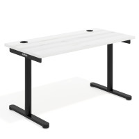 Mesa de Escritorio pata en T, fondo 68cm, estructura negra, sobre recto - ALBO, 140X68