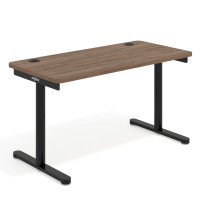 Mesa de Escritorio pata en T, fondo 68cm, estructura negra, sobre ergonómico - NOCE SABI, 140X68