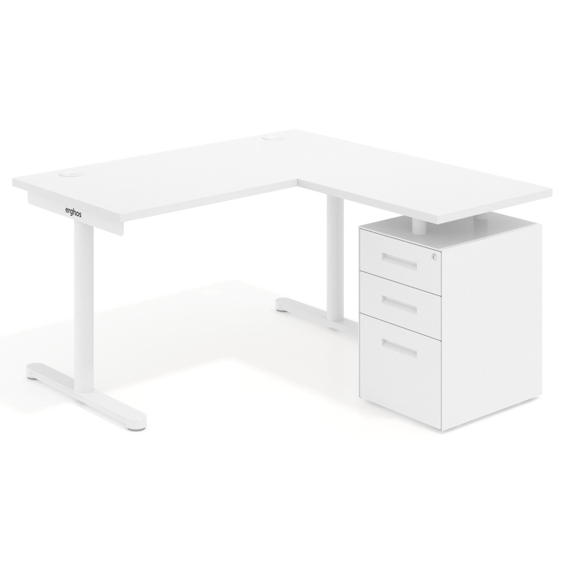 mesa en l 120x138 blanco mate tdesk mesa con ala corta pedestal metal recto 1
