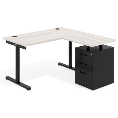 Mesa con ala corta pedestal metal