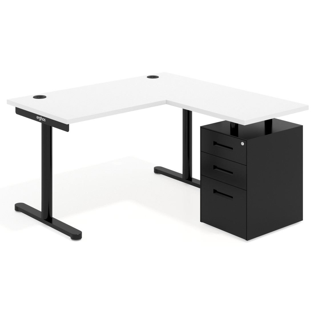 mesa en l 120x138 blanco mate tdesk mesa con ala corta pedestal metal recto 1