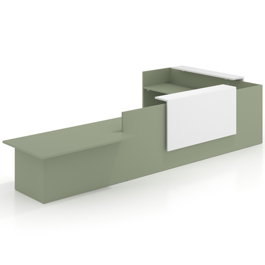 mostrador de recepcion 238x320 sauce blanco mate welcome mostrador con rincon izquierdo y modulo de atencion 1