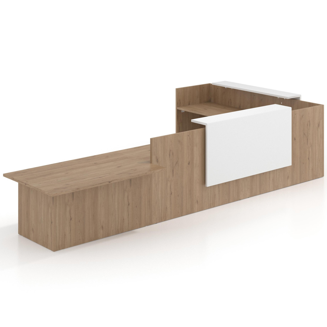 mostrador de recepcion 238x320 naturale blanco mate welcome mostrador con rincon izquierdo y modulo de atencion 1