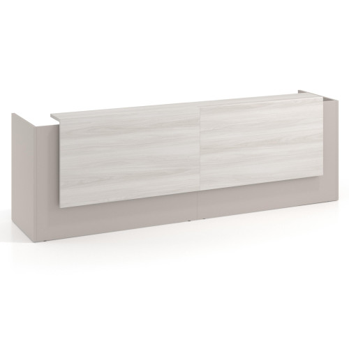 Mostrador doble con doble encimera larga, estructura gris coco - 246x75