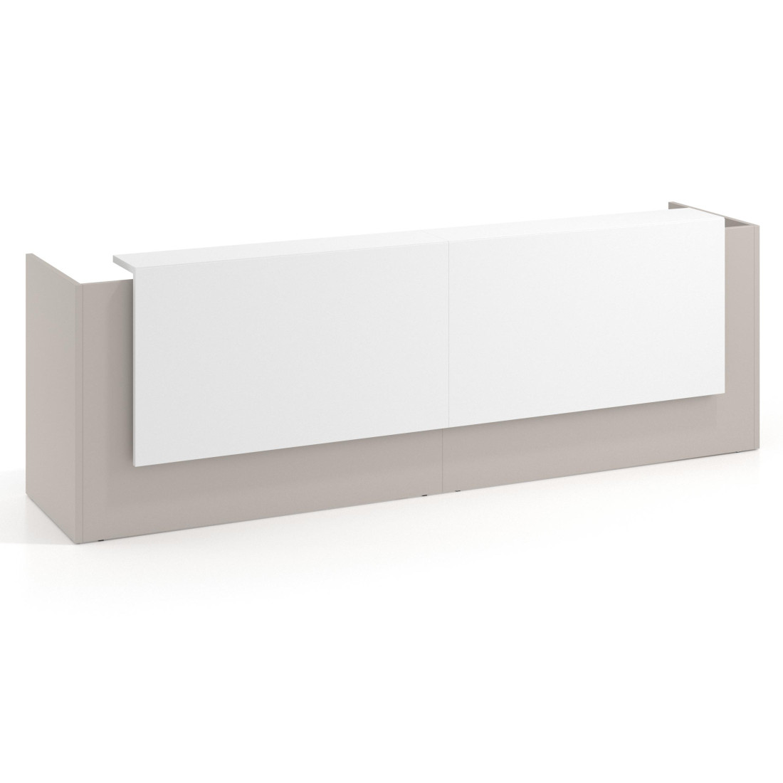 mostrador de recepcion 246x75 gris coco blanco mate welcome mostrador doble con doble encimera larga 1