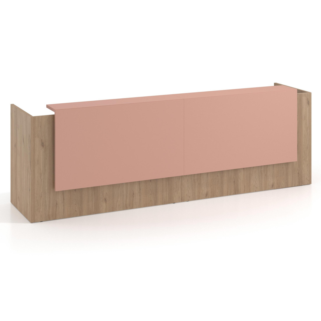 mostrador de recepcion 326x75 naturale rosa talco welcome mostrador doble con doble encimera larga 1