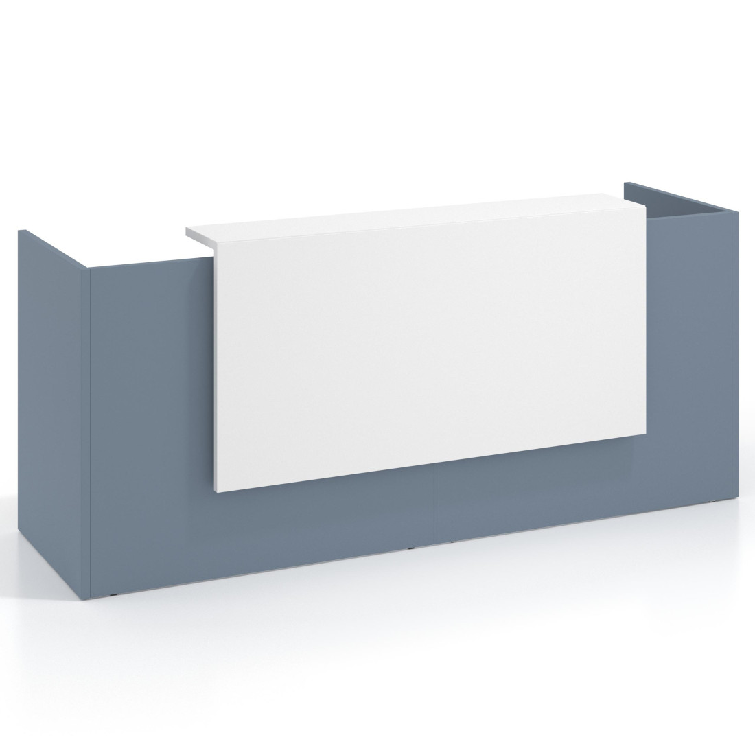 mostrador de recepcion 200x75 azul talco blanco mate welcome mostrador doble con encimera larga 1
