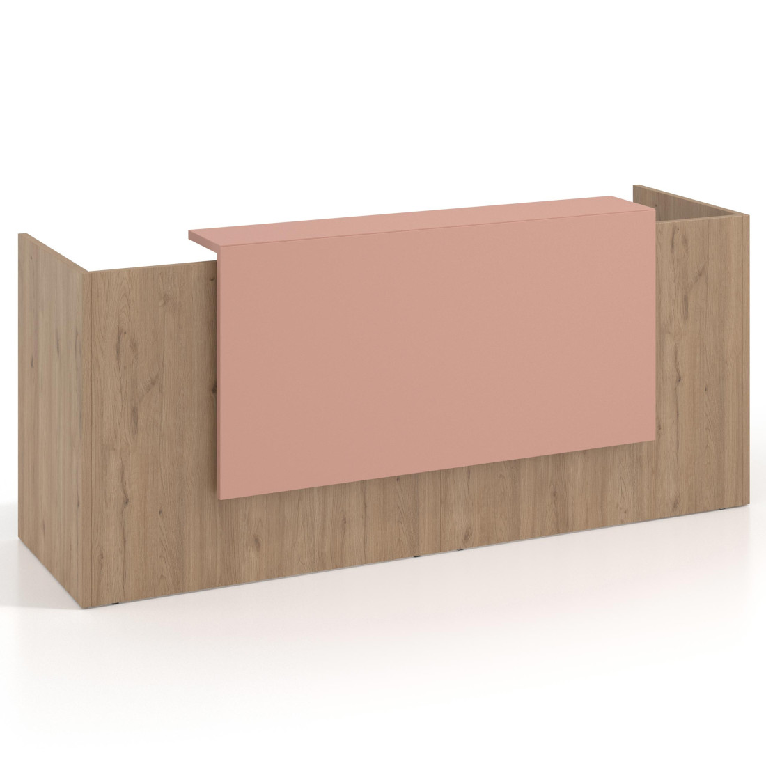 mostrador de recepcion 200x75 naturale rosa talco welcome mostrador doble con encimera larga 1