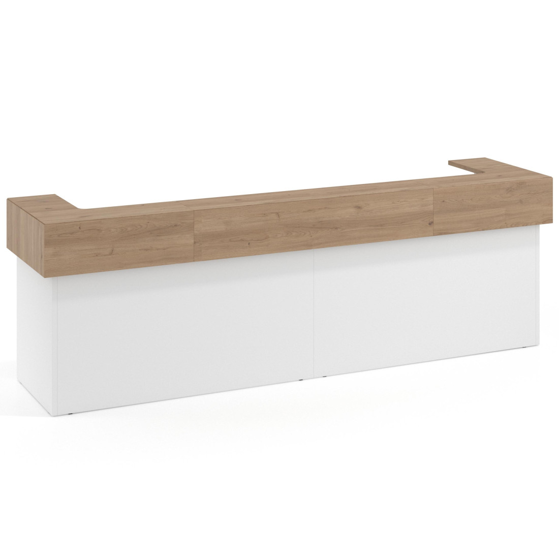 mostrador de recepcion 326x75 blanco mate naturale welcome mostrador doble encimera corta corrida 1