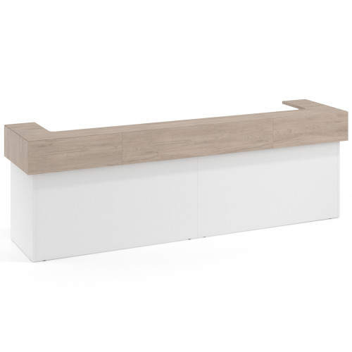 Mostrador doble encimera corta corrida estructura blanco mate - Blanco Mate/Sahara, 326x75
