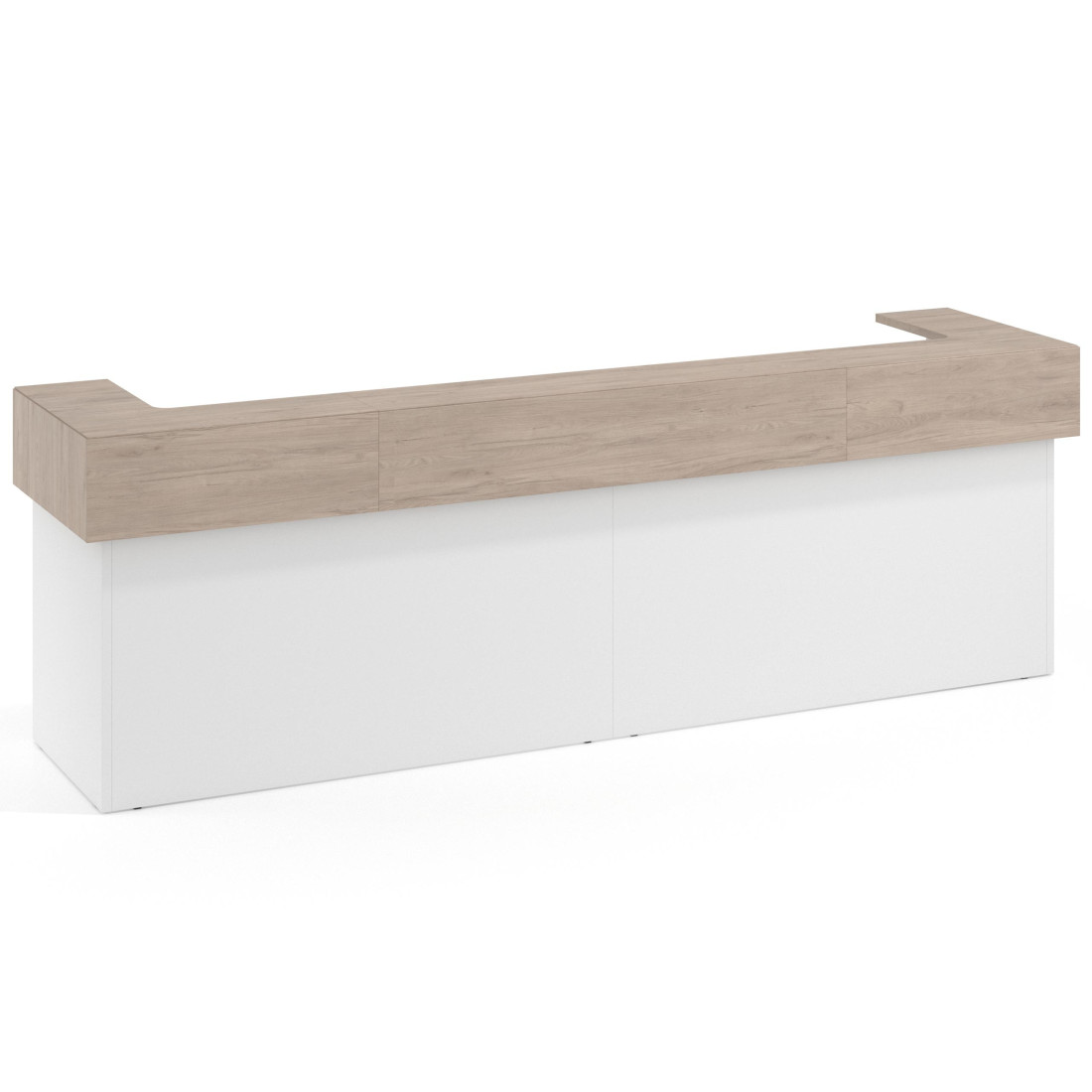 mostrador de recepcion 326x75 blanco mate sahara welcome mostrador doble encimera corta corrida 1