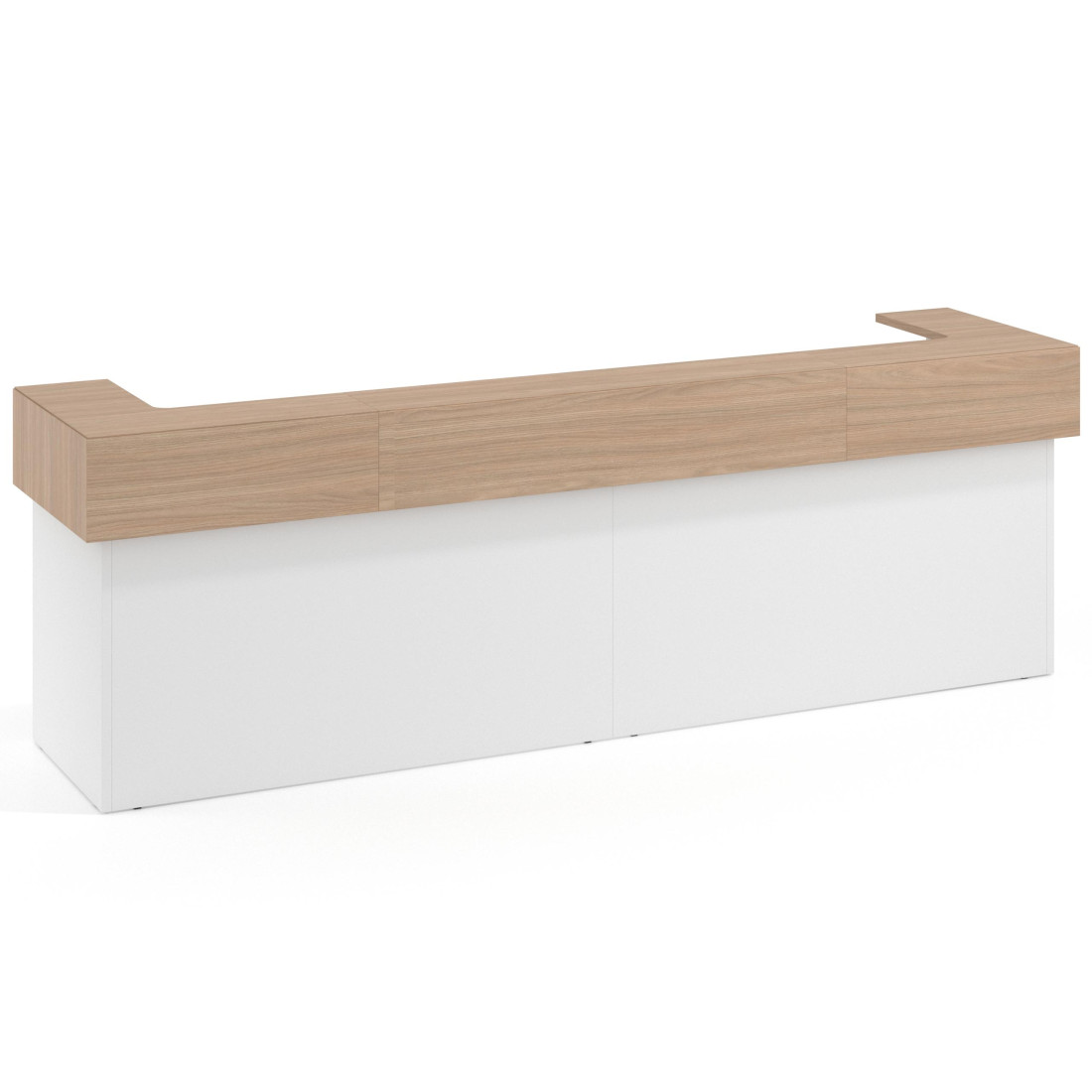 mostrador de recepcion 326x75 blanco mate siroco welcome mostrador doble encimera corta corrida 1