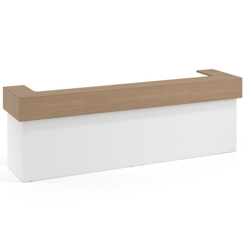 Mostrador doble encimera corta corrida estructura blanco mate - Blanco Mate/Rayado Natural, 326x75