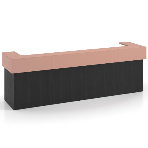 Mostrador doble encimera corta corrida estructura bocamina - Bocamina/Rosa Talco, 326x75