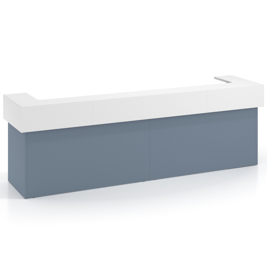 mostrador de recepcion 326x75 azul talco blanco mate welcome mostrador doble encimera corta corrida 1