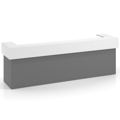 Mostrador doble encimera corta corrida estructura Color - Gris Tormenta/Blanco Mate, 326x75