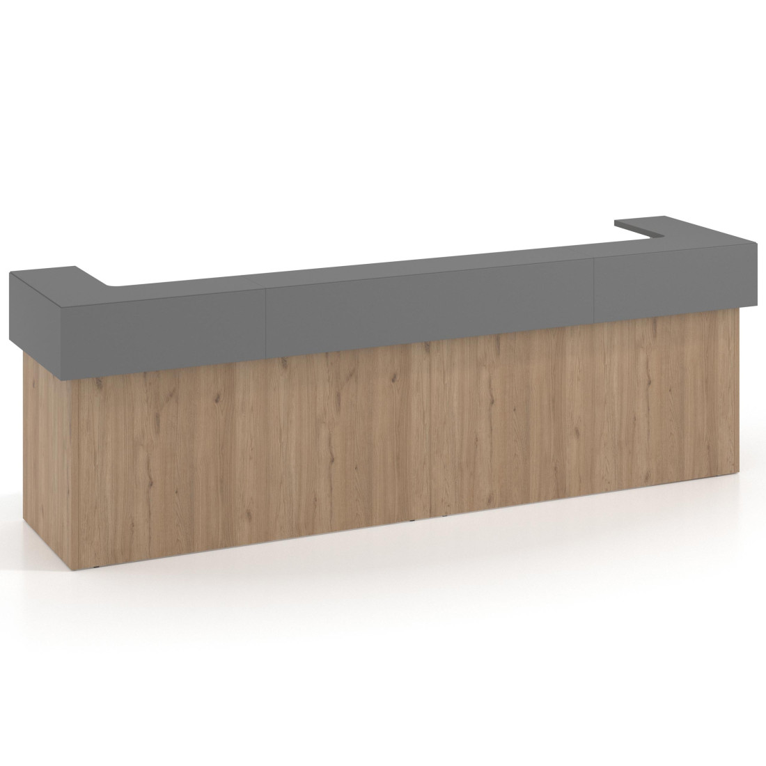 mostrador de recepcion 326x75 naturale gris tormenta welcome mostrador doble encimera corta corrida 1