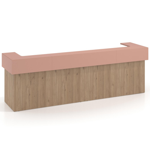 Mostrador doble encimera corta corrida estructura Naturale - Naturale/Rosa talco, 326x75