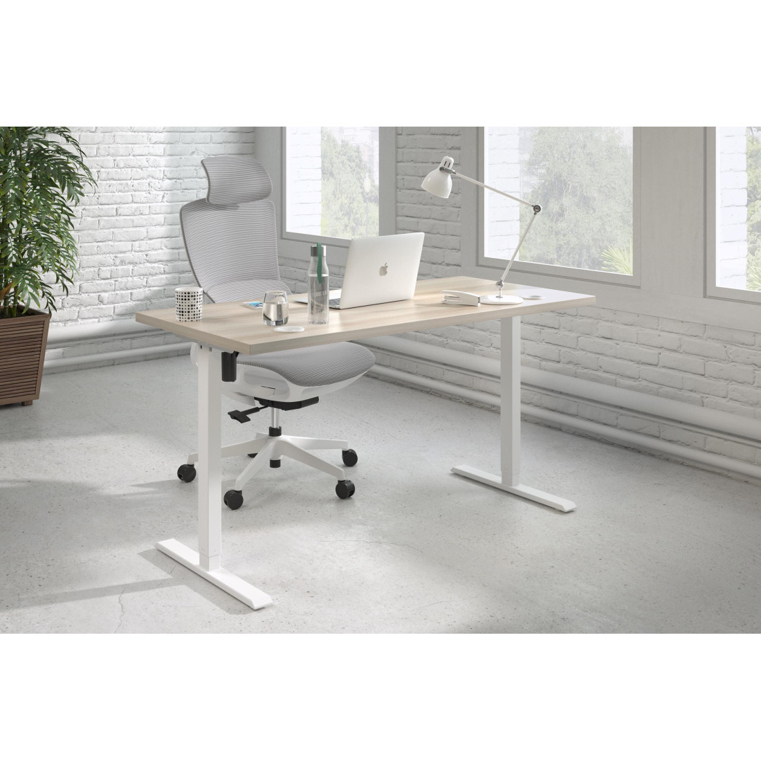 Escritorio Elevable Erghos Basic estructura blanca canto recto