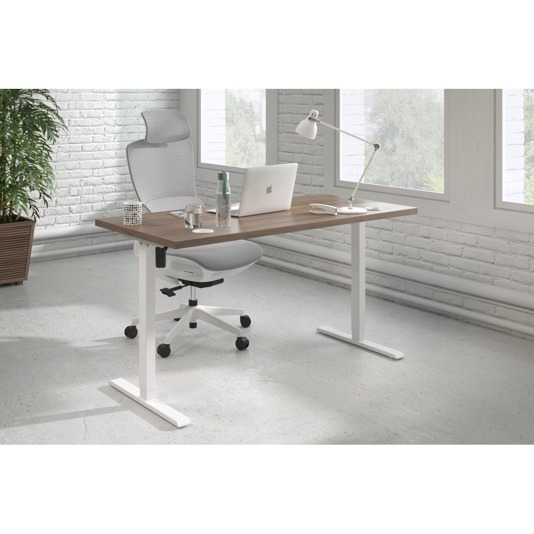 Escritorio Elevable Erghos Basic estructura blanca canto recto