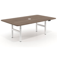 Mesa de Reuniones Elevable Erghos Core estructura blanca canto curvo - Noce, 240X130