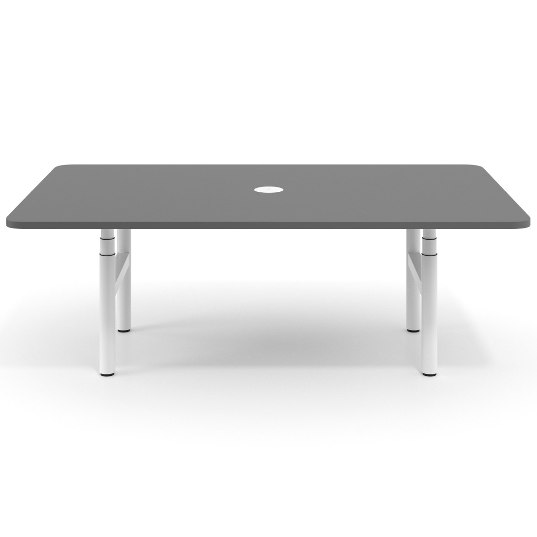 Mesa de Reuniones Elevable Erghos Core estructura blanca canto curvo