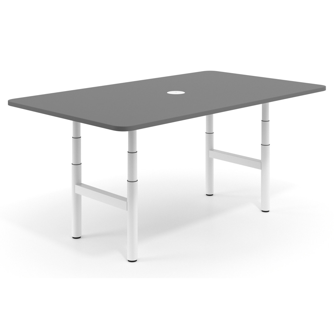 Mesa de Reuniones Elevable Erghos Core estructura blanca canto curvo