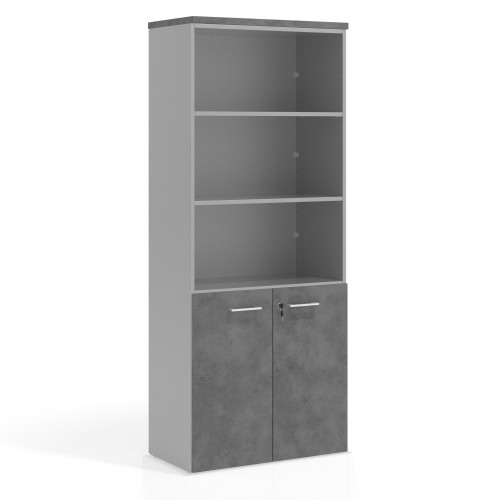 Armario de oficina Colors, medida 193x80cm con puerta pequeña - Cemento
